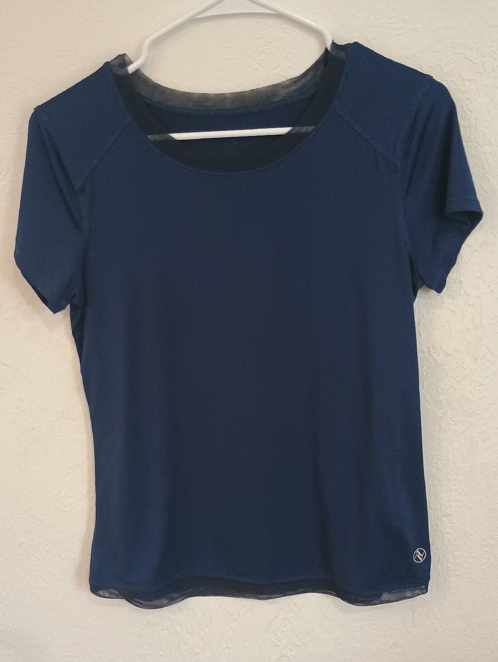 Adrienne Vittadini Navy Short Sleeve Crew Neck Tee